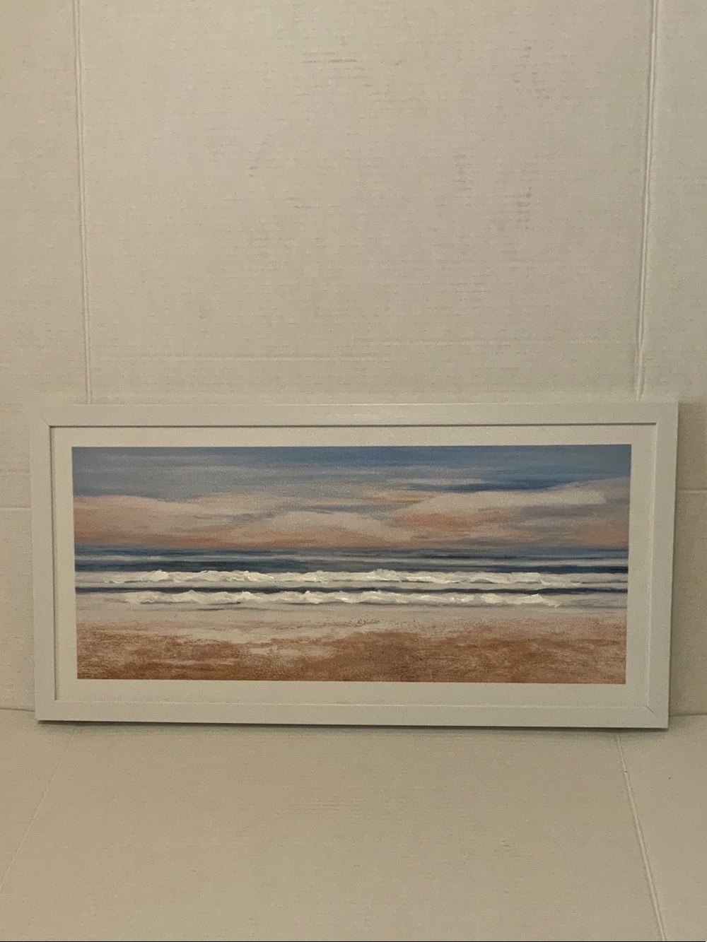 NWT Ashland Sand and Sea Coastal Horizon Seascape Wall Art - White Frame